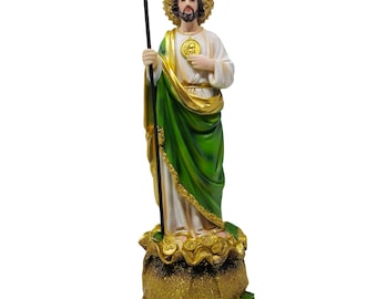 St. Judas Resin Statue | Patron Saint of Hope, Green Home Decor