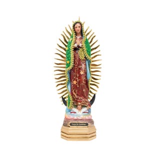 Our Lady of Guadalupe Green Dress Statue - virgen de guadalupe | Resin Material | Perfect for Home Decor | Iconic Symbol of