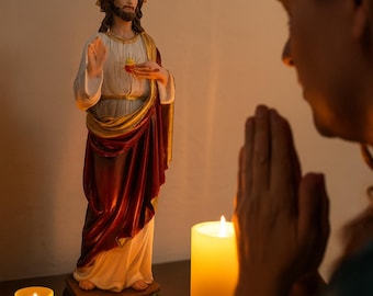 Sacred Heart of Jesus Statue – Resin Figurine, Church Altar Decor