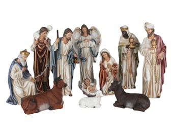 Nativity Set | nacimiento  12 inches Resin Figurines | Complete 12-Piece Christmas
