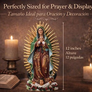 Our Lady of Guadalupe Resin Statue – Virgen de Guadalupe Catholic Religious Decor for Prayer, Home  Church (8, 12, 20 & 36 Inch)