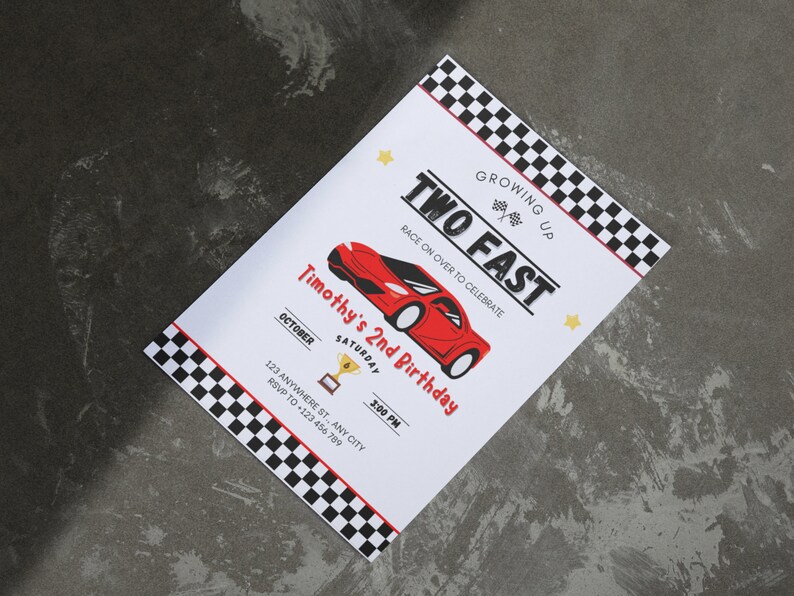 Editable Race Car Invitation Printable Race Car Invitation Race Car Invitation Canva Template ...