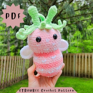 StrawBEE Bee Amigurumi Pattern Bundle, Digital Download Crochet Pattern, Low Sew, Strawberry