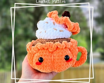 Pumpkin Spice Latte Crochet Pattern| PDF | Fall | Autumn | Coffee Drink Amigurumi | Halloween Plushie | PSL | Low Sew |