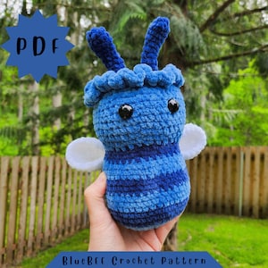 BlueBEE Bee Amigurumi Pattern, Cute Blueberry Plushie, Digital Download Crochet Pattern, Low Sew, Fruit Bee.