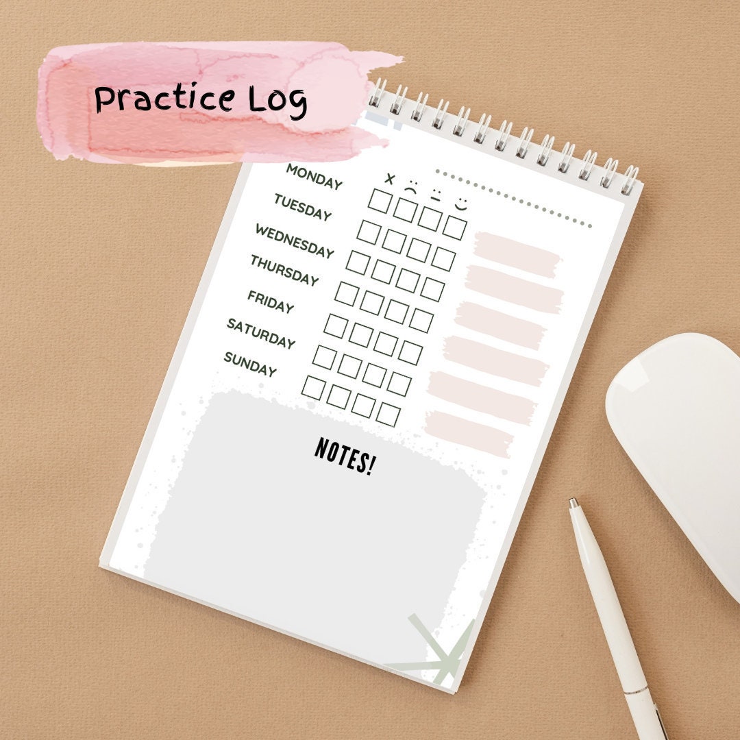 Practice Log / Planner Printable Musicians Teachers &amp; Students Music Class Motivational Notes ...