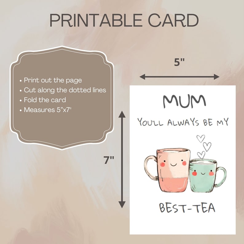 Printable Mother's Day Card, Cute Best-tea Cup Pun, Mum Greeting ...