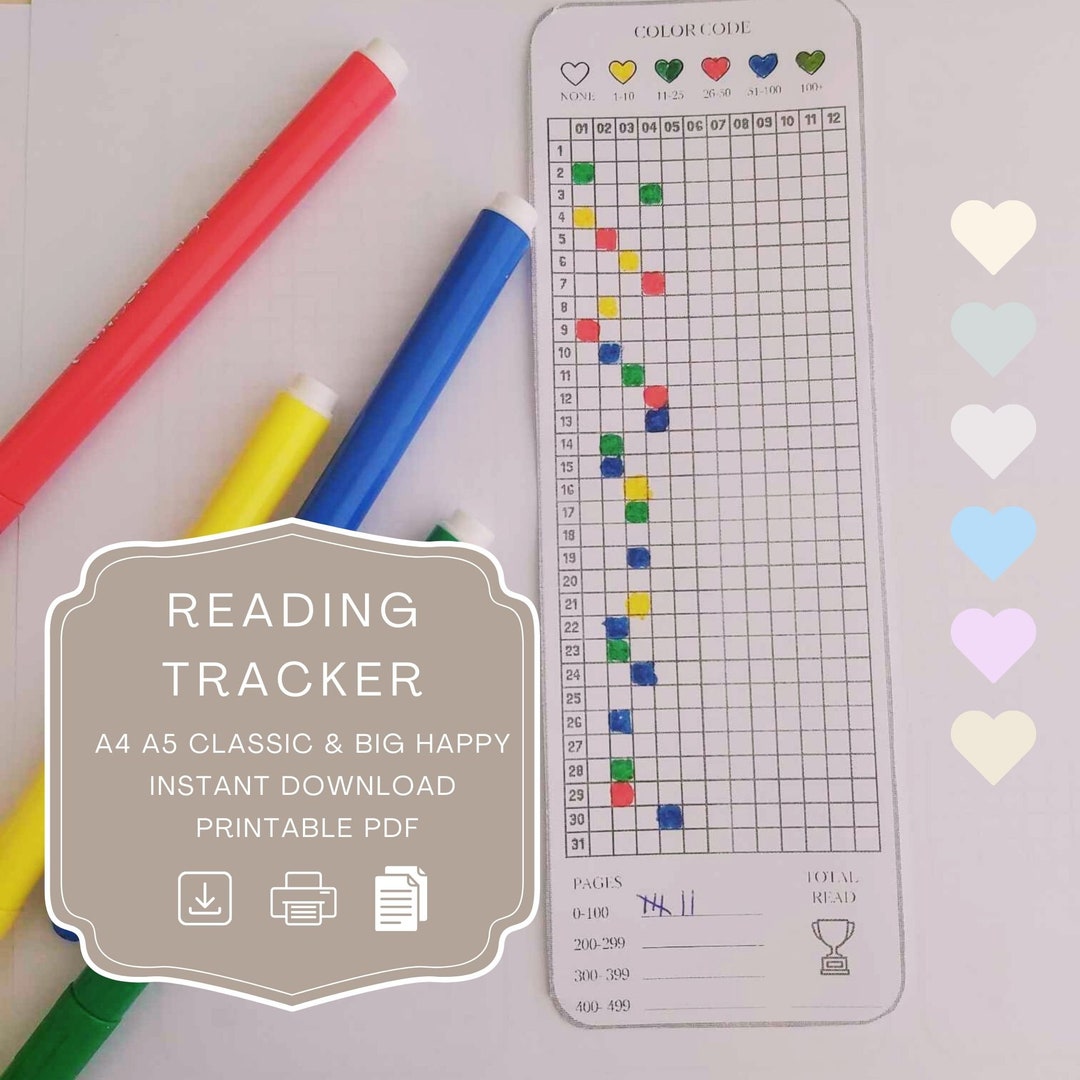 Printable Reading Tracker PDF, A4, A5, Letter, Instant Download PDF ...