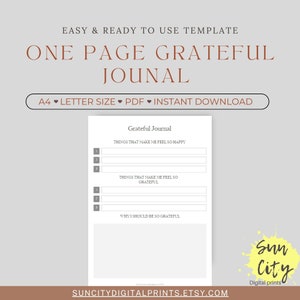Grateful Journal, Dankbarkeit Vorlage, A4, Letter Size, PDF, Sofortiger Download, Glück, Tägliche Dankbarkeit, bedruckbar, digitaler Download