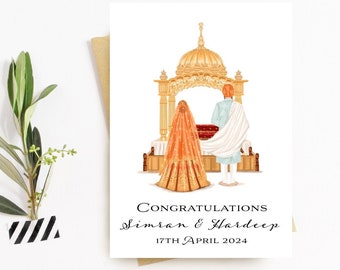 Personalised Sikh Wedding Card Congratulations Indian Wedding Card Luxury Sikh Wedding Anand Karaj Desi Cards Sikh Wedding Ceremony Card