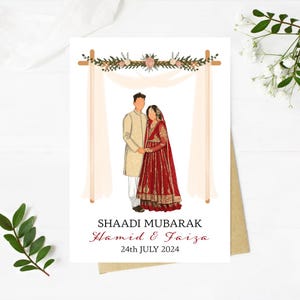 Nikkah Mubarak-kaart Shaadi-kaart Nikkah-cadeau Islamitische trouwkaart Gepersonaliseerde moslim-trouwkaart Luxe Nikkah-kaart Islamitische wenskaart