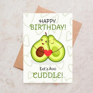 Avocado Geburtstagskarte Let's Avocuddle Lustige Avocado Geburtstagskarte Avo Cuddle Süße Avocado Karte Wortspiel Vegan Karte Avocado Liebhaber Avocado Party