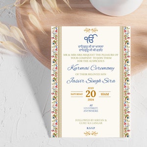 Kurmai ceremonie Kurmai uitnodiging Indiase verloving uitnodiging sikh hindoe Punjabi Chunni uitnodiging Indiase bruiloft Chunni ceremonie Shaadi