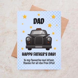 Carte de fête des pères en taxi pour papas Carte d'anniversaire en taxi pour papas drôle Carte de joyeux anniversaire pour mon taxi préféré Merci papa pour tous les ascenseurs