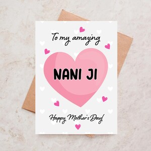 Tarjeta del Día de las Madres India Nani Bibi Dadi Maa Feliz Día de la Madre Mamá Abuela Tarjetas personalizadas del Día de las Madres Desi Massi Pua Dadima Desi Saludo