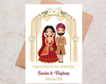 Personalised Sikh Wedding Card Congratulations Indian Wedding Card Punjabi Sikh Wedding Anand Karaj Desi Cards Sikh Wedding Ceremony Card