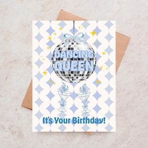 Dancing Queen Geburtstagskarte alles Gute zum Geburtstag Königin Diskokugel Geburtstagskarte Dancing Queen Pinke Grußkarte für ihren Freund Schwester Film Karte