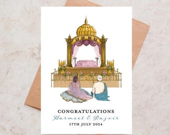 Personalised Sikh Wedding Card Congratulations Indian Wedding Card Luxury Sikh Wedding Anand Karaj Desi Cards Sikh Wedding Ceremony Card
