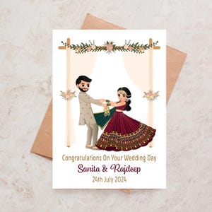 Carte de mariage sikh personnalisée Félicitations pour mariage indien Cartes de mariage sikh punjabi Cartes de cérémonie de mariage sikh Anand Karaj Desi