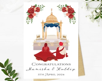 Personalised Sikh Wedding Card Congratulations Indian Wedding Card Luxury Sikh Wedding Anand Karaj Desi Cards Sikh Wedding Ceremony Card