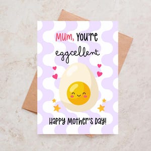 Mamá, eres una excelente tarjeta para el día de la madre, tarjeta divertida con forma de huevo, tarjeta de cumpleaños, mamá, eres una excelente tarjeta con forma de huevo, juego de palabras con comida