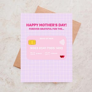 Tarjeta del día de la madre del Banco de mamá Tarjeta de cumpleaños del Banco de mamá Tarjeta divertida para mamá Tarjeta de felicitación Tarjeta divertida para el día de la madre Tarjeta divertida para el cumpleaños de mamá