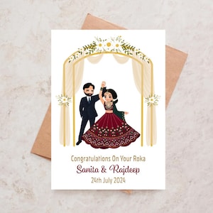 Personalised Sikh Punjabi Wedding Card Hindu Congratulations Indian Wedding Sikh Wedding Roka Card Engagement Desi Cards Indian Chunni Card