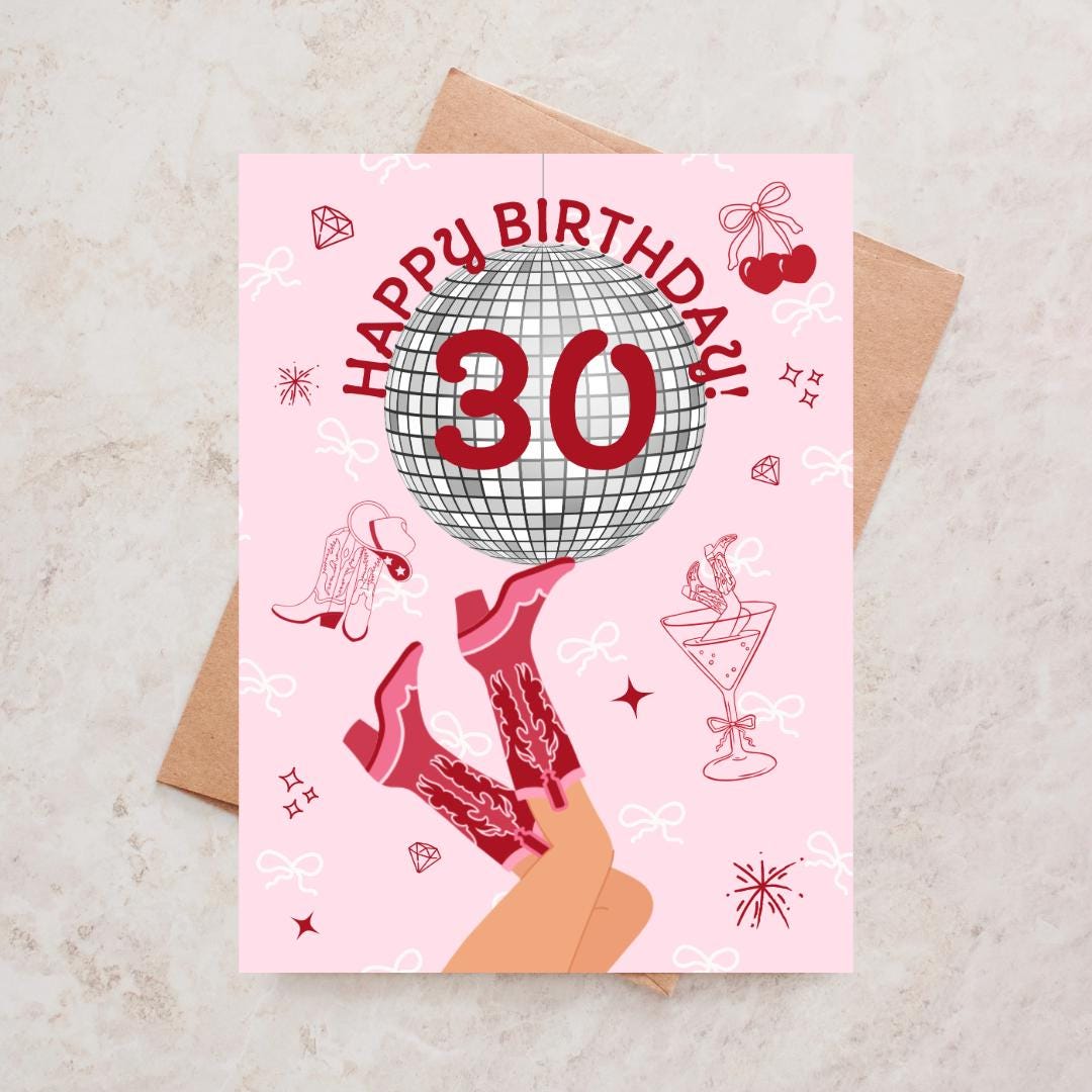 Thirty Flirty and Thriving Birthday Card 30th Birthday Card for Her — free download