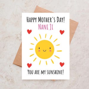 Tarjeta del Día de las Madres India Nani Bibi Dadi Maa Feliz Día de la Madre Mamá Abuela Tarjetas personalizadas del Día de las Madres Desi Massi Pua Dadima Desi Saludo