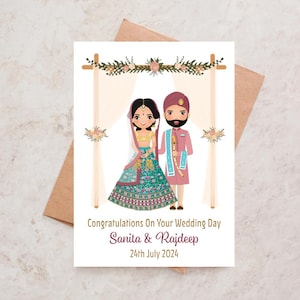 Tarjeta de boda sij personalizada, felicitaciones, tarjeta de boda india, boda sij punjabi, tarjetas Anand Karaj Desi, tarjeta de ceremonia de boda sij