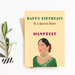 Desi-verjaardagskaarten Punjabi-verjaardagskaarten Indiase verjaardagskaarten Gefeliciteerd met je verjaardag voor een speciale zus Gepersonaliseerde desi-kaarten Penji