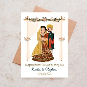 Cartão de casamento personalizado Sikh, parabéns, cartão de casamento indiano, cartões de casamento Punjabi Sikh Anand Karaj Desi, cartão de cerimônia de casamento Sikh