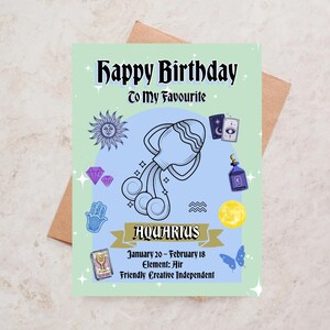 Waterman verjaardagskaart Dierenriem verjaardagskaart Happy Birthday To My Favorite Waterman sterrenbeeld kaart astrologie verjaardagskaart Horoscoop kaart
