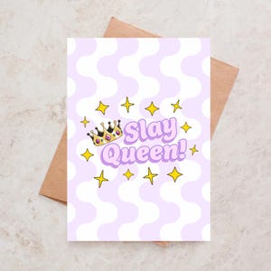 Tarjeta de Slay Queen Tarjeta de cumpleaños de Slay Queen Tarjeta de felicitaciones de Slay Queen Tarjeta de Girl Boss Tarjeta de cumpleaños divertida de empoderamiento femenino Tarjeta linda y divertida