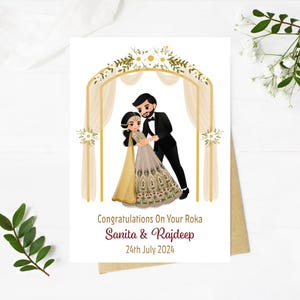Carte de mariage sikh punjabi personnalisée Félicitations hindoues Mariage indien Mariage sikh Carte Roka Cartes de fiançailles Desi Carte indienne Chunni