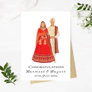 Cartão de casamento Sikh personalizado, parabéns, cartão de casamento indiano, cartão de casamento hindu, cartões Anand Karaj Desi, cartão Nikkah, cartão de casamento muçulmano