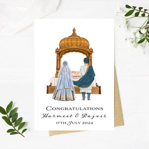 Carte de mariage sikh personnalisée Félicitations pour mariage indien Cartes de mariage sikh de luxe Anand Karaj Desi Carte de cérémonie de mariage sikh