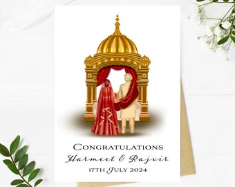 Personalised Sikh Wedding Card Congratulations Indian Wedding Card Luxury Sikh Wedding Anand Karaj Desi Cards Sikh Wedding Ceremony Card