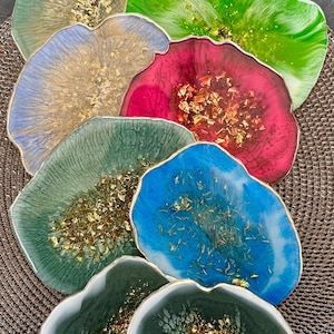 4 Blaue Achat-Untersetzer Mit Silberrand | Modernes Steingeode-Design | 4er-Set Für Drinks