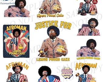 Afroman Lemon Pound Cake PNG Bundle, Funny Viral Meme Pack, Patriotic Suit Court Humor Designs, 10 Files Funny Meme Shirt Sublimation