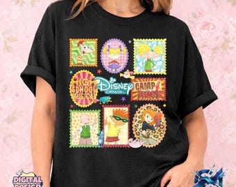 Disney Channel PNG, Y2K Cartoon Stamps, Kim Possible, Phineas Ferb, Lizzie McGuire, Retro Sublimation Download