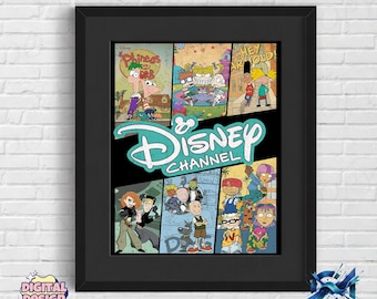 Vintage 90s Disney Channel PNG, Retro Cartoon Collage, Nostalgia Kids TV Characters, Shirt Design, Sublimation Download