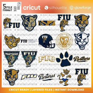 Ordine personalizzato 20 - Panthers SVG, squadra di football, basket, mascotte del college, atletica, Miami, Florida SVG, FIU, pronto per Cricut
