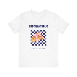 Croissantholic| French t-shirt Minimalist style| French quote | French aesthetic tee for women| Jersey Short Sleeve Tee