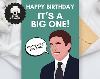La carte d'anniversaire Office US | Carte d'anniversaire Michael Scott | c'est ce qu'elle a dit carte de vœux | Cadeau d'anniversaire amusant pour un amoureux du bureau
