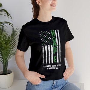 Awareness t-shirt, TBI awareness, March awareness, clothing, t-shirt, tops and tees, hope, green ribbon, American flag, ribbon awareness