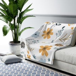 Sherpa Fleece Blanket, throw, blanket, home decor, blanket, wildflowers, housewarming, gift, bedding