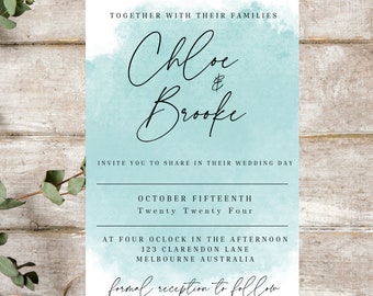 Mint Green Canva Wedding Invitation Minimalistic