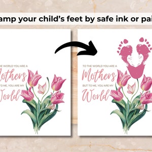 DIY Flower Footprint Art Print. Suitable for kids, children, and toddlers to create a meaningful gift for Mom