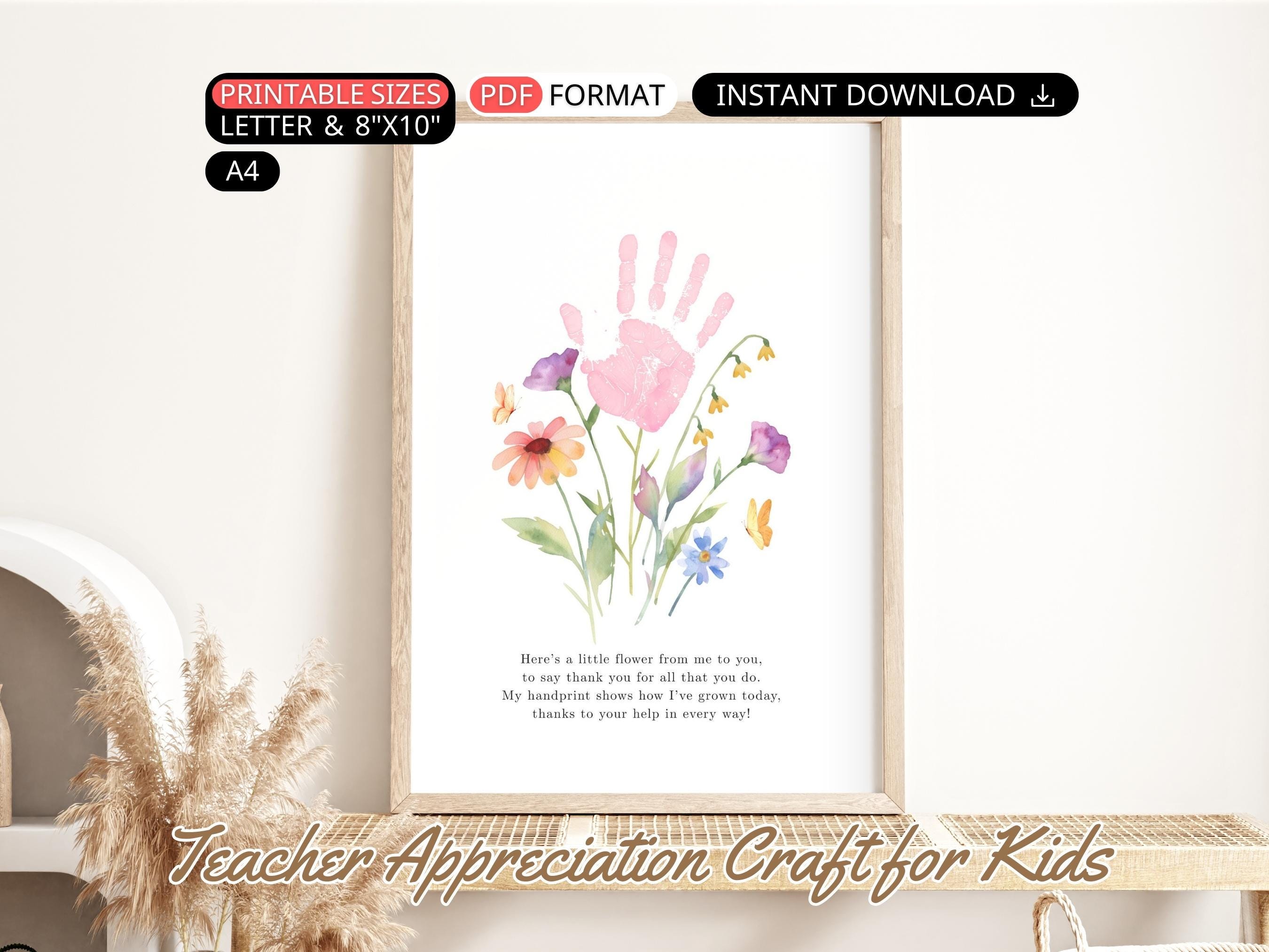 Teacher Appreciation Gift Printable Thank You Handprint Flower Art Poem ...